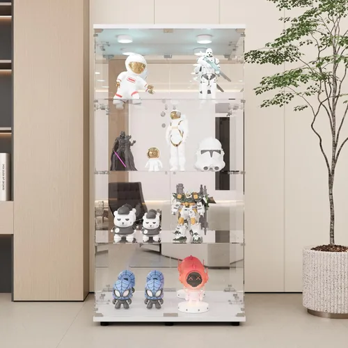 Miniatura 9 de Beauty4U - Vitrina de exhibición de una puerta con vidrio, gabinetes curio negros para sala de estar, dormitorio, oficina, exhibición de colección