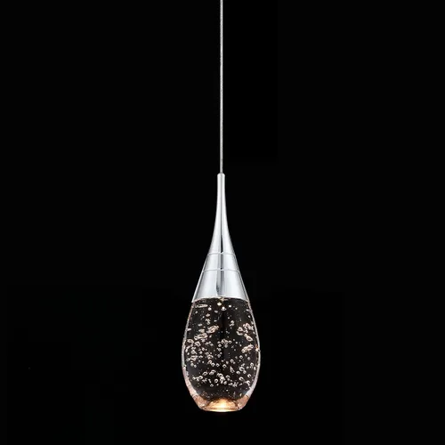 JoollySun Mini lámpara colgante de cristal: 1 luz de lágrima regulable de 3 colores (3000 K-6000 K) colgante LED para isla de cocina baño - cromo