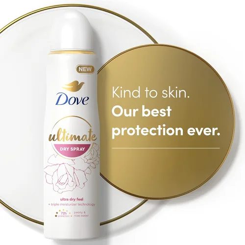 Miniatura 7 de Dove Ultimate Dry Spray antitranspirante de peonía y agua de rosas, 2 unidades para 72 horas de protección contra el sudor y el olor con tecnología