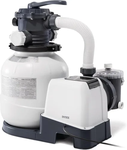 Miniatura 10 de INTEX Bomba de filtro de arena transparente Krystal de 1,500 GPH para piscinas sobre el suelo, bomba de piscina con temporizador automático
