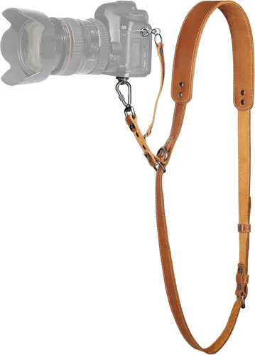 Padwa Lifestyle Correa de Arnés de Cámara Individual Color Canela para Una Cámara - Arnés Profesional Individual de Cuero de Grano Completo para
