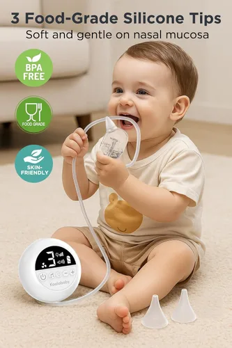 Miniatura 4 de Aspirador nasal eléctrico Koalababy para bebé, succión nasal de grado hospitalario 9 suction levels, soft silicone tips, travel bag, night light