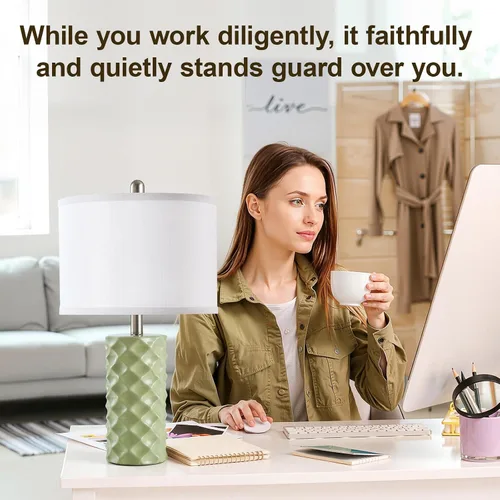 Miniatura 6 de Vitality Green & Star Diamond Lámparas de Mesa de Cerámica (Juego de 2) - 23" Lámparas Modernas de Lujo para Mesita de Noche, Dormitorios, Salas