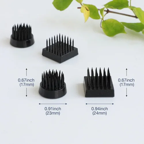 Miniatura 5 de Wazakura 4 piezas de mini Ikebana Kenzan negro, fabricado en Japón, diseño floral, soporte redondo y cuadrado para flores (negro Mini Kenzan)