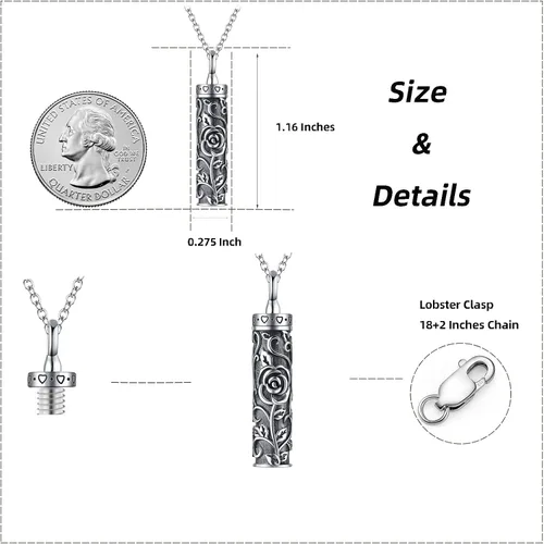 Miniatura 13 de Collar con colgante de urna de cenizas de cremación y árbol de la vida para mujer, plata de ley US1