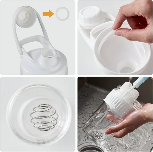 Miniatura 6 de Botella pequeña agitadora de vidrio de 16 onzas, paquete de 2 unidades de vidrio de borosilicato proteína en polvo para entrenamiento de gimnasio