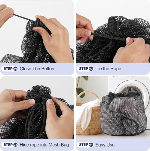 Miniatura 6 de 3 Piezas Bolsas de Malla para Lavandería Bolsas de Malla para Lavadora Jumbo para Ropa Delicada, Ropa de Cama, Juguetes con Cierre de Cordón