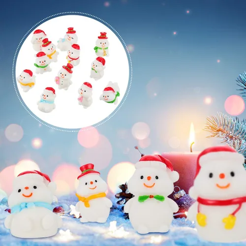 Miniatura 6 de BESTOYARD Kit de muñeco de nieve en miniatura de Navidad, adornos de jardín de hadas, manualidades de resina, figuras de globo de nieve, decoración