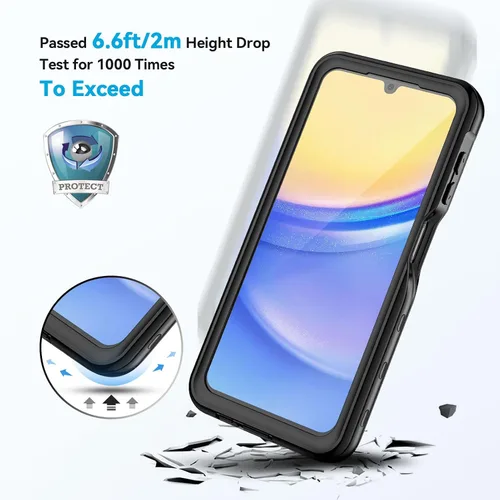 Miniatura 4 de Lanhiem Funda para teléfono Samsung Galaxy A15 5G, IP68 impermeable a prueba de polvo con protector de pantalla, funda protectora de cuerpo completo