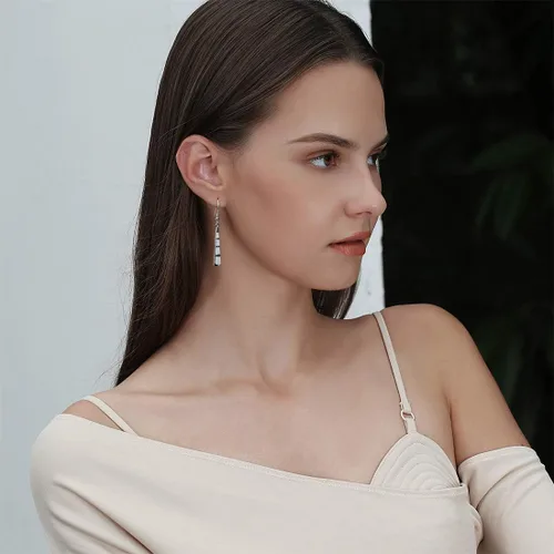 Miniatura 4 de FANCIME October Birthstone Earrings Sterling Silver Opal Earrings Long Drop Dangle Earrings Danity Fine Jewelry for Women