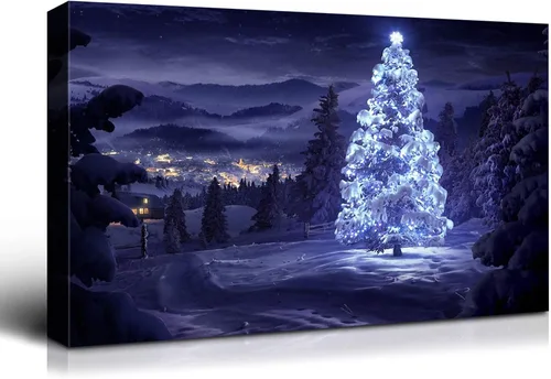 Miniatura 60 de Denozer - Arte de pared de muñeco de nieve de Navidad, impresiones artísticas sobre lienzo para dormitorio, sala de estar, decoración de pared