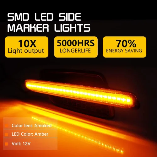 Miniatura 3 de Para 2008 2009 Pontiac G8 Front Fender Side Marker Lights Turn Signal Light Amber Led Smoked Lens OEM Lente ahumada luz LED blanca
