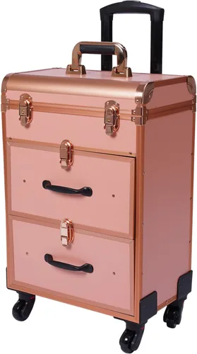Miniatura 11 de Estuche de tren de maquillaje rodante, estuche para cosméticos, organizador de almacenamiento grande profesional, estuche de peluquería, divisores