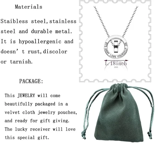 Miniatura 2 de MTYCTWED Collar Love Yourself con dije del ejército, joyería para fanáticos de Kpop, collar coreano del grupo militar, regalo inspirador