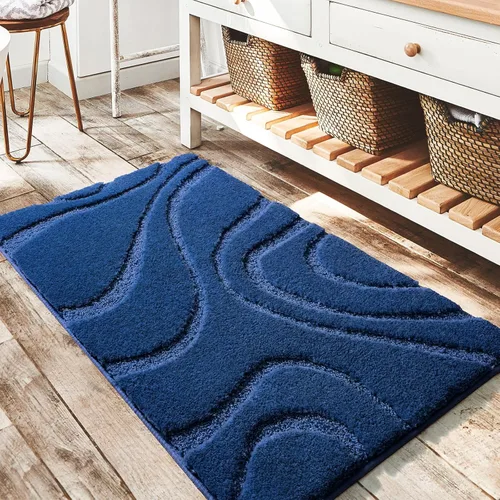 Miniatura 9 de DEXDE Alfombras de baño de 24 x 60 pulgadas, ultra suaves y absorbentes de agua, antideslizantes, de secado rápido, lavables a máquina, tapetes Negro