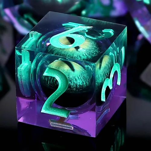 Juego de dados DND, dados de 7 piezas de dados de ojo de núcleo líquido, Dungeons and Dragons, dados de resina de borde afilado con caja de regalo,