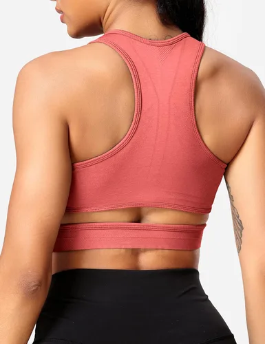 Miniatura 3 de YEOREO Sujetador deportivo sin mangas para entrenamiento, tops cortos con espalda cruzada y acolchado para yoga