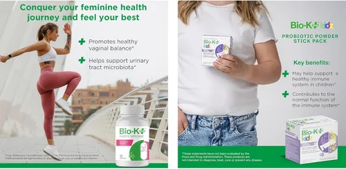 Miniatura 4 de Bio K+ - Paquete de probióticos para la salud de las mujeres – Soporte del tracto vaginal y urinario 2B UFC + probiótico diario para niños
