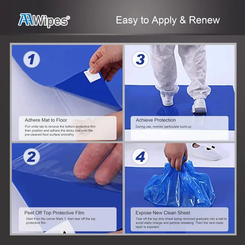 Miniatura 7 de AAwipes Almohadillas adhesivas adhesivas de 24 x 36 pulgadas, paquete de 5 unidades, 30 hojas/paquete, 150 hojas en total, color azul, para sala