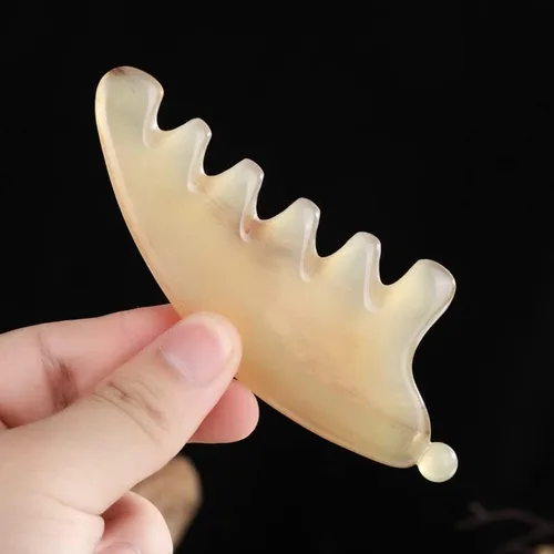 Miniatura 2 de Cuerno Gua Sha peine cuero cabelludo masaje meridiano raspado terapia de acupuntura anticelulitis pérdida de cabello relajación Guasha herramienta