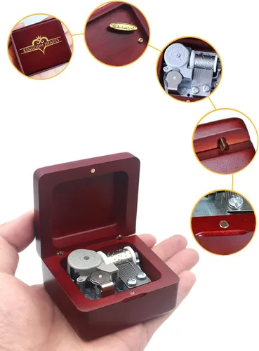 Miniatura 2 de Sinzyo Caja de música vintage para regalo de cumpleaños, día de San Valentín, Navidad (caja roja vino)