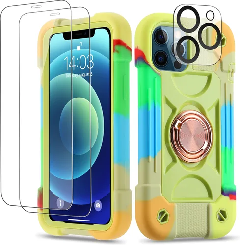 Miniatura 153 de Funda para iPhone 11 de 6.1 pulgadas con soporte de anillo, con 2 protectores de pantalla de vidrio, resistente a los golpes, resistente a