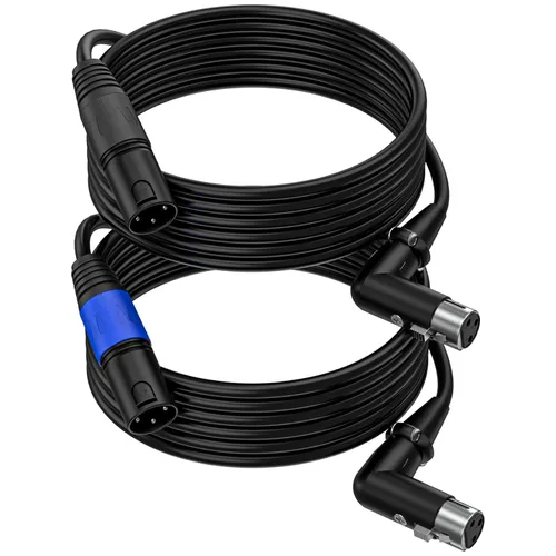 LanSenSu Cable de enchufe XLR en ángulo recto XLR a recto, cable equilibrado de 90 grados hembra a macho recto de 3 pines a 3 pines (ángulo recto