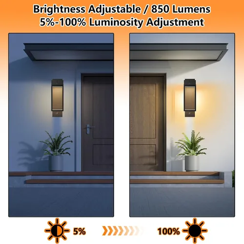 Miniatura 5 de Lámpara de pared para exteriores del atardecer al amanecer con LED integrado, 3 modos ajustables, todo de aluminio impermeable IP65 - Lámpara