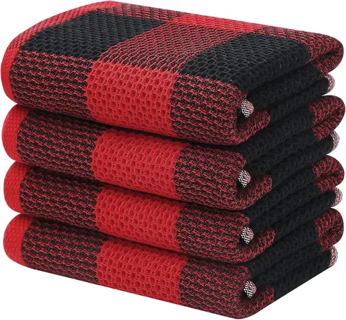 Miniatura 19 de Homaxy Paños de cocina 100% algodón, tejido gofre a cuadros, 12 x 12 pulgadas, toallas para platos súper suaves y absorbentes, de secado rápido