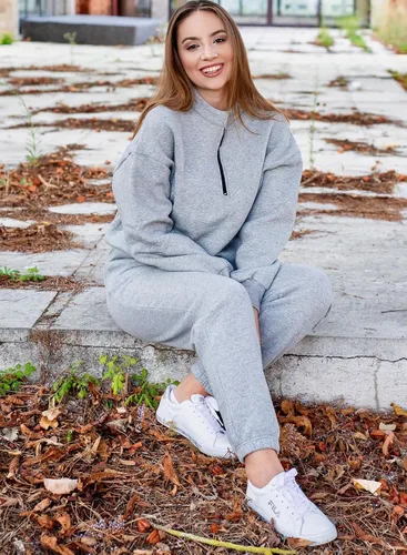 Miniatura 3 de Aleumdr Conjunto deportivo de 2 piezas para mujer, sudadera de manga larga con media cremallera, sudadera de manga larga y pantalones deportivos