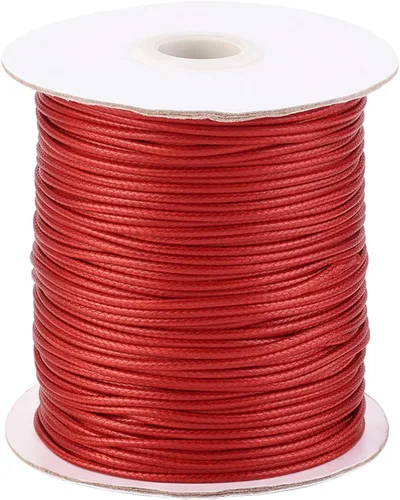 Miniatura 20 de Cordón de poliéster encerado coreano de 100 yardas, hilo de cordón trenzado beige para collar, cuerda de alambre de 0.079 pulgadas con carrete