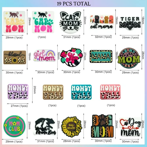 Miniatura 2 de Dog Mom - Cuentas focales de silicona para bolígrafos, personajes, mamá, club, cuentas focales, dijes, kit de fabricación de llaveros, surtido