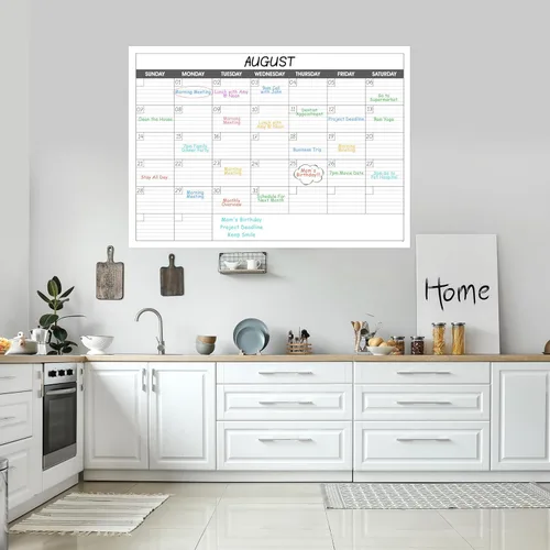 Miniatura 7 de Calendario grande de borrado en seco para pared - Calendario de pared de un mes sin fecha, 40" x 30", Calendario laminado erasable y reutilizable