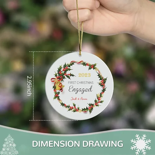 Miniatura 5 de Adorno personalizado para pareja comprometida 2024, primera Navidad para casados juntos comprometidos, adornos de Navidad personalizados, idea