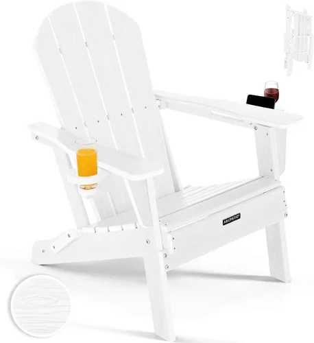 Miniatura 11 de Sillas Adirondack plegables – Silla Adirondack de plástico con soporte para tazas, sillas para exteriores resistentes a la intemperie