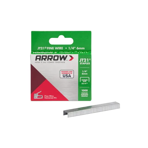 Arrow 214 JT21 grapas de alambre delgado para pistolas y grapadoras de grapas, uso para tapicería, manualidades, reparaciones generales, longitud de