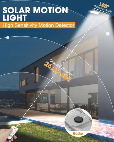 Miniatura 6 de Luces solares de calle de 10000 W para exteriores, impermeables - Luz de inundación con sensor de movimiento súper brillante, del atardecer al