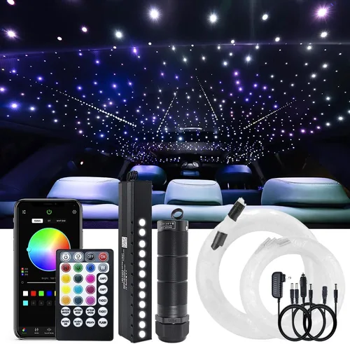 AKEPO Mini 6 W Car Home APP Control de luces de fibra óptica, efecto de meteoro+cable de fibra mixta, 430 piezas (0.75+1+0.059 in) 9.8 pies/9.8 ft +