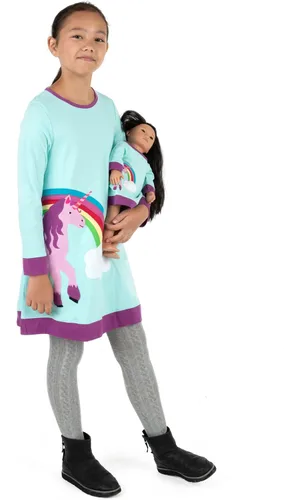 Miniatura 25 de Leveret - Conjunto de vestidos a juego para niña y para muñeca, 100% algodón, gran variedad de estilos, (tallas de 2 a 14 años)
