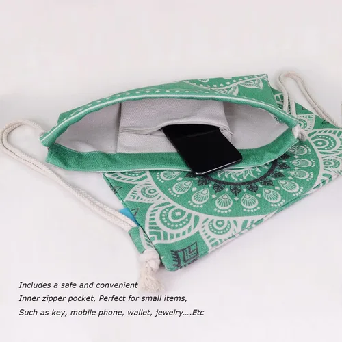 Miniatura 3 de Miomao Mochila con cordón estilo mandala, bolsa de lona para deportes de playa