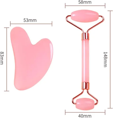 Miniatura 3 de Herramienta Gua Sha de cuarzo rosa, secreto de belleza, para masajeador facial, elimina la hinchazón/microcirculación/elimina toxinas/previene