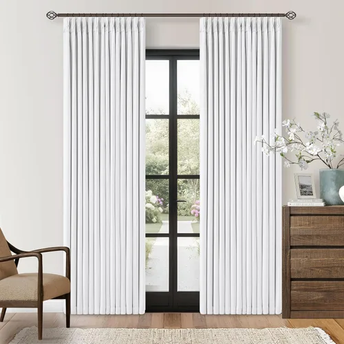Miniatura 22 de Juego de 2 paneles de cortinas plisadas negras de 80 pulgadas para sala de estar, cortinas plisadas de lino con forro de 80 pulgadas de largo, 100%