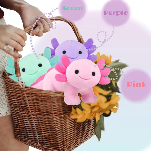Miniatura 5 de Axolotl - Peluche suave y lindo de ajolote, muñecas de peluche Kawaii para niños, regalo para niñas y niños (verde)