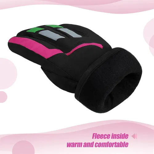 Miniatura 5 de SATINIOR Guantes de esquí de nieve impermeables para niños, guantes de snowboard para niños y niñas, guantes de nieve cálidos