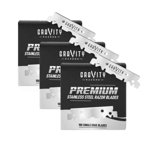 Miniatura 15 de Kit de navaja de afeitar recta profesional GRAVITY RAZORS – Ultra Exposición, incluye 10 cuchillas premium, 2 mm expuestas, blanco