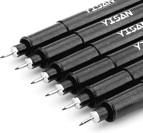 YISAN Plumas de Punta Ultra Fina Negras 01, Bolígrafos de Tinta de Punta Extra Fina, Marcadores de Arte Finos de 0.25mm Sin Derrames para Dibujo,