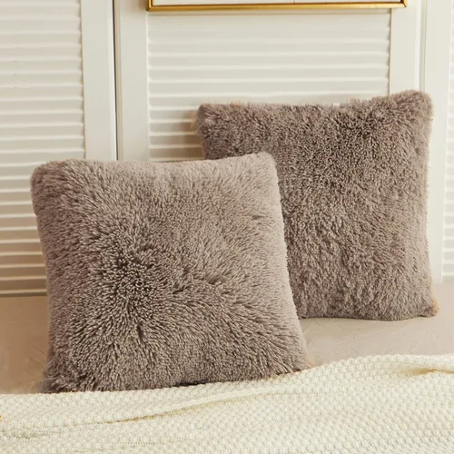 Miniatura 16 de LIFEREVO Paquete de 2 fundas de almohada de piel sintética esponjosa, fundas de almohada cuadradas de 18 x 18 pulgadas, fundas de almohada Blanco