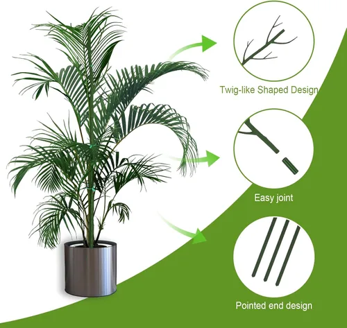 Miniatura 4 de Estacas de soporte para plantas de interior, enrejado para plantas en maceta de casa, flores, palos de soporte Monstera con clips de orquídea, lazos