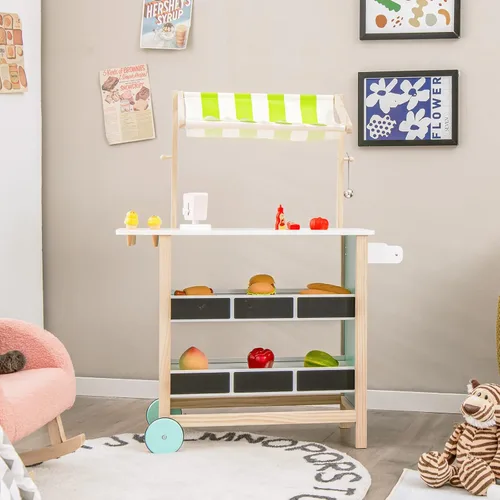 Miniatura 8 de INFANS Juguete de madera para tienda de comestibles, juego de simulación de supermercado, almacenamiento adicional, 6 escalas de helado, campanas