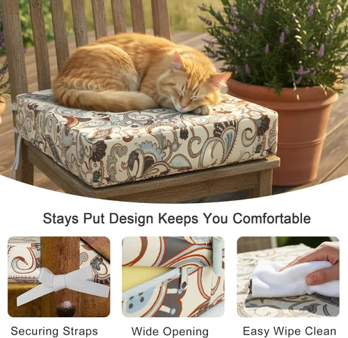 Miniatura 7 de NettyPro Fundas de Cojines de Asiento de Repuesto para Sillas de Patio, Resistentes al Agua con Protección UV, Fundas Deslizantes para Cojines